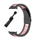 For Samsung Galaxy Watch 8 40 / 44mm Three Beads Stainless Steel Watch Band with Removal Tool(Black Pink) - 3