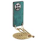 For OnePlus 13R 5G Vintage Leather PC Back Cover Phone Case with Crossbody Strap(Green) - 1