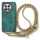 For OnePlus 13R 5G Vintage Leather PC Back Cover Phone Case with Crossbody Strap(Green) - 2