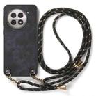 For OnePlus 13R 5G Vintage Leather PC Back Cover Phone Case with Crossbody Strap(Black) - 2