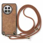 For OnePlus 13R 5G Vintage Leather PC Back Cover Phone Case with Crossbody Strap(Brown) - 2