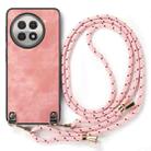For OnePlus 13R 5G Vintage Leather PC Back Cover Phone Case with Crossbody Strap(Pink) - 2