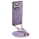 For OnePlus 13R 5G Vintage Leather PC Back Cover Phone Case with Crossbody Strap(Purple) - 1