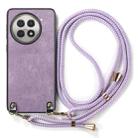For OnePlus 13R 5G Vintage Leather PC Back Cover Phone Case with Crossbody Strap(Purple) - 2