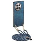 For OnePlus 13R 5G Vintage Leather PC Back Cover Phone Case with Crossbody Strap(Blue) - 1