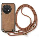 For OnePlus 13 Vintage Leather PC Back Cover Phone Case with Crossbody Strap(Brown) - 2