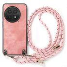 For OnePlus 13 Vintage Leather PC Back Cover Phone Case with Crossbody Strap(Pink) - 2