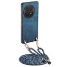 For OnePlus 13 Vintage Leather PC Back Cover Phone Case with Crossbody Strap(Blue) - 1