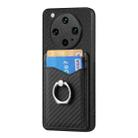 For OPPO Find X8 Ultra Carbon Fiber Card Wallet Ring Phone Case(Black) - 2