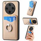 For OPPO Find X8 Ultra Carbon Fiber Card Wallet Ring Phone Case(Khaki) - 1