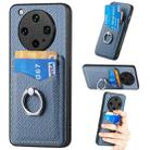 For OPPO Find X8 Ultra Carbon Fiber Card Wallet Ring Phone Case(Blue) - 1