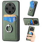 For OPPO Find X8 Ultra Carbon Fiber Card Wallet Ring Phone Case(Green) - 1