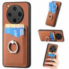 For OPPO Find X8 Ultra Carbon Fiber Card Wallet Ring Phone Case(Brown) - 1