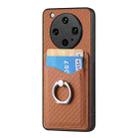 For OPPO Find X8 Ultra Carbon Fiber Card Wallet Ring Phone Case(Brown) - 2