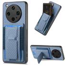 For OPPO Find X8 Ultra Carbon Fiber Fold Stand Elastic Card Bag Phone Case(Blue) - 1