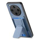 For OPPO Find X8 Ultra Carbon Fiber Fold Stand Elastic Card Bag Phone Case(Blue) - 3
