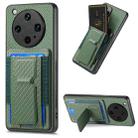 For OPPO Find X8 Ultra Carbon Fiber Fold Stand Elastic Card Bag Phone Case(Green) - 1