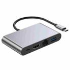 2322 Type-C to RJ45, 4K/30HZ HD, USB 3.0, PD100W Charging Port Aluminum Shell HUB - 1