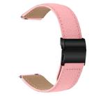 20mm Lychee Texture Black Turtle Back Buckle Leather Watch Band(Pink) - 2