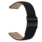 20mm Lychee Texture Black Turtle Back Buckle Leather Watch Band(Black) - 2