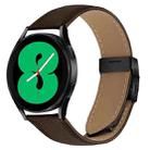 20mm Lychee Texture Black Turtle Back Buckle Leather Watch Band(Coffee Color) - 1