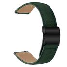 20mm Lychee Texture Black Turtle Back Buckle Leather Watch Band(Green) - 2