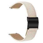 20mm Lychee Texture Black Turtle Back Buckle Leather Watch Band(Creamy White) - 2