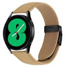 20mm Lychee Texture Black Turtle Back Buckle Leather Watch Band(Camel) - 1