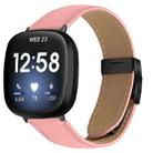 For Fitbit Versa 3 / 4 Lychee Texture Black Turtle Back Buckle Leather Watch Band(Pink) - 1