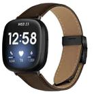 For Fitbit Versa 3 / 4 Lychee Texture Black Turtle Back Buckle Leather Watch Band(Coffee Color) - 1