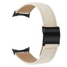 For Google Pixel Watch / Watch 2 / 3 41mm Lychee Texture Black Turtle Back Buckle Leather Watch Band(Creamy White) - 2