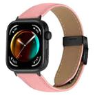 For Huawei Watch Fit 4 / Fit 4 Pro / Fit 3 Lychee Texture Black Turtle Back Buckle Leather Watch Band(Pink) - 1