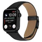 For Apple Watch 42mm / 41mm / 40mm / 38mm Lychee Texture Black Turtle Back Buckle Leather Watch Band(Black) - 1