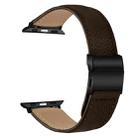 For Apple Watch 42mm / 41mm / 40mm / 38mm Lychee Texture Black Turtle Back Buckle Leather Watch Band(Coffee Color) - 2