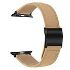 For Apple Watch 42mm / 41mm / 40mm / 38mm Lychee Texture Black Turtle Back Buckle Leather Watch Band(Camel) - 2