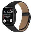 For Apple Watch 46mm / 49mm / 45mm / 44mm Lychee Texture Black Turtle Back Buckle Leather Watch Band(Black) - 1