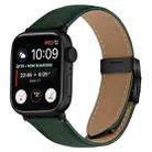 For Apple Watch 46mm / 49mm / 45mm / 44mm Lychee Texture Black Turtle Back Buckle Leather Watch Band(Green) - 1