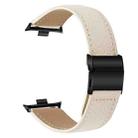 For Xiaomi Smart Bnad 9 Pro / Redmi Watch 5 Lychee Texture Black Turtle Back Buckle Leather Watch Band(Creamy White) - 2