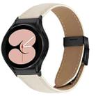 For Samsung Galaxy Watch 7 40 / 44mm Lychee Texture Black Turtle Back Buckle Leather Watch Band(Creamy White) - 1