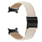 For Samsung Galaxy Watch 7 40 / 44mm Lychee Texture Black Turtle Back Buckle Leather Watch Band(Creamy White) - 2