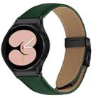 For Samsung Galaxy Watch 7 40 / 44mm Lychee Texture Black Turtle Back Buckle Leather Watch Band(Green) - 1