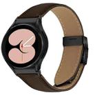 For Samsung Galaxy Watch 7 40 / 44mm Quick Release Lychee Texture Black Turtle Back Buckle Leather Watch Band(Coffee Color) - 1