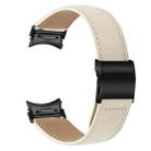 For Samsung Galaxy Watch 7 40 / 44mm Quick Release Lychee Texture Black Turtle Back Buckle Leather Watch Band(Creamy White) - 2