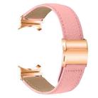 For Samsung Galaxy Watch 7 40 / 44mm Lychee Texture Rose Gold Turtle Back Buckle Leather Watch Band(Pink) - 2