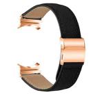 For Samsung Galaxy Watch 7 40 / 44mm Lychee Texture Rose Gold Turtle Back Buckle Leather Watch Band(Black) - 2