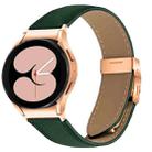 For Samsung Galaxy Watch 7 40 / 44mm Lychee Texture Rose Gold Turtle Back Buckle Leather Watch Band(Green) - 1