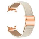 For Samsung Galaxy Watch 7 40 / 44mm Lychee Texture Rose Gold Turtle Back Buckle Leather Watch Band(Creamy White) - 2