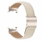 For Samsung Galaxy Watch 7 40 / 44mm Lychee Texture Starlight Turtle Back Buckle Leather Watch Band(Creamy White) - 2