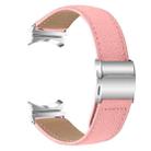 For Samsung Galaxy Watch 7 40 / 44mm Lychee Texture Silver Turtle Back Buckle Leather Watch Band(Pink) - 2