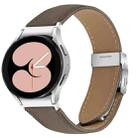 For Samsung Galaxy Watch 7 40 / 44mm Lychee Texture Silver Turtle Back Buckle Leather Watch Band(Gray) - 1